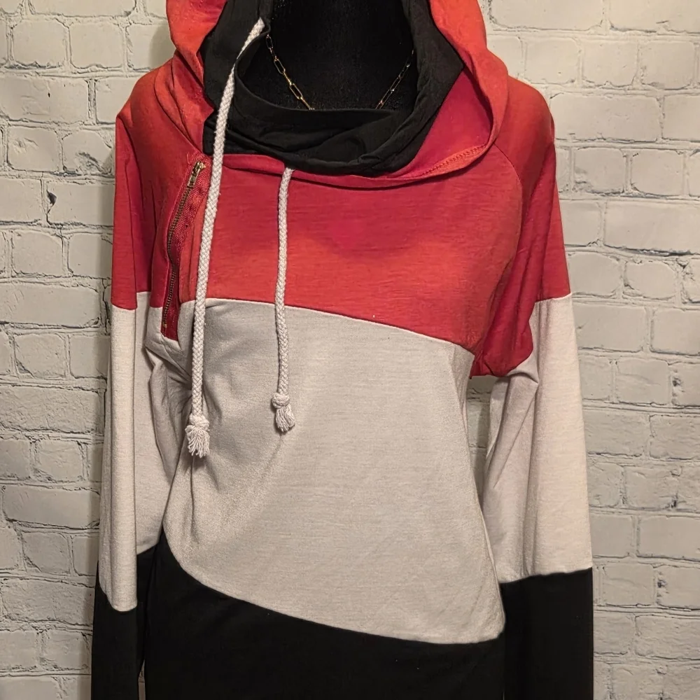 Soto‎ Lifestyle Assymetrical Hoodie Womens Sz XXL Colorblock - Picture 2 of 7